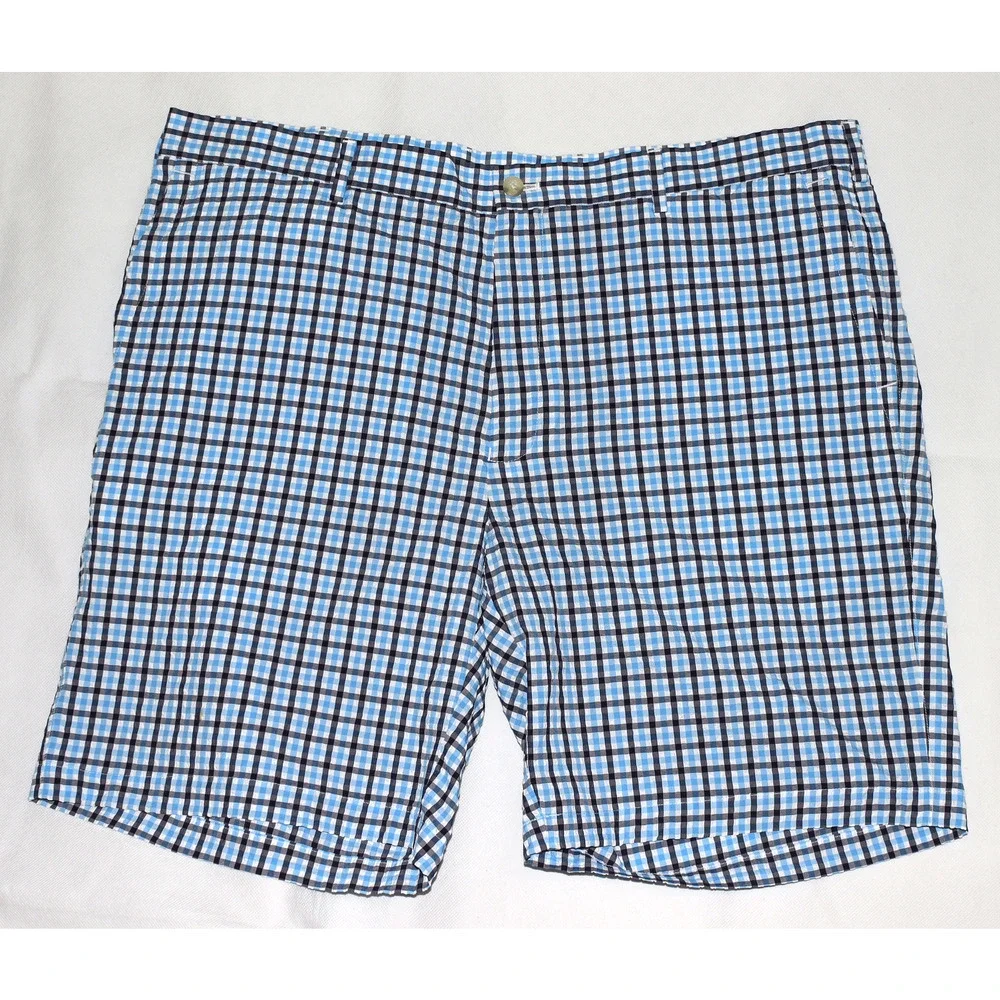 Peter Millar Featherweight Men's Flat Front Check Seersucker Golf Shorts Size 40